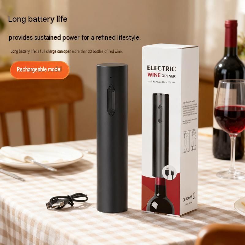 Black Electric Wine Opener and Rose gold Decorative Iron Wine Rack Set view 2