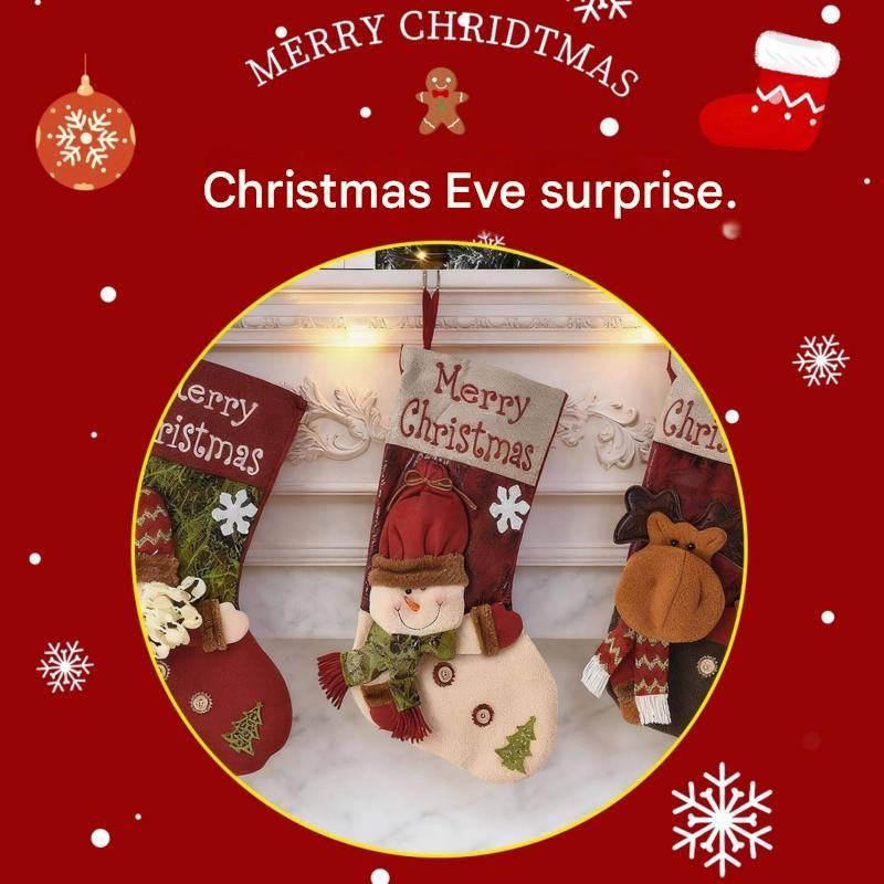 Santa-shaped Christmas stocking—45cm high fabric gift bags view 2