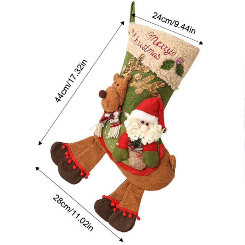 Snowman-riding-a-deer Christmas stocking - Large Plush Hanging Gift Bag view 6