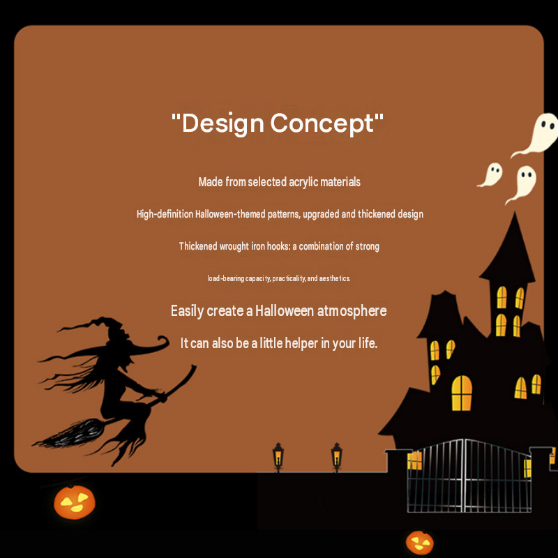 10-pack Halloween Themed Acrylic Wall Hooks（Witch Brewing Potions pattern） view 3
