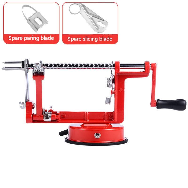 Red 3-in-1 Apple Peeler Slicer and Corer - Manual Hand Crank Fruit Peeling