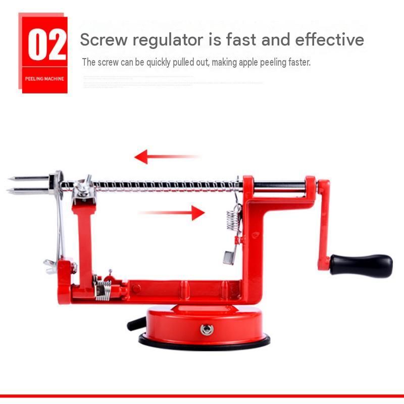 Red 3-in-1 Apple Peeler Slicer and Corer - Manual Hand Crank Fruit Peeling view 6