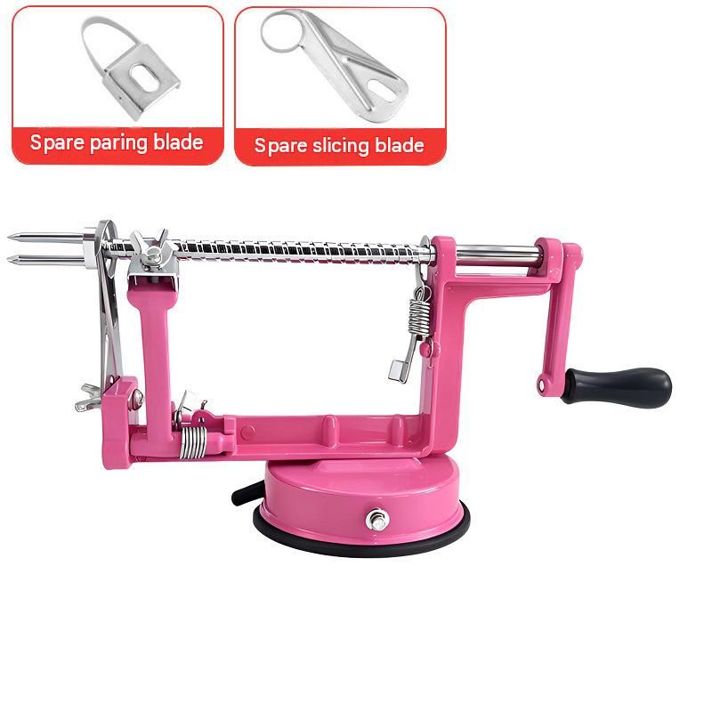 Pink 3-in-1 Apple Peeler Slicer and Corer - Manual Hand Crank Fruit Peeling