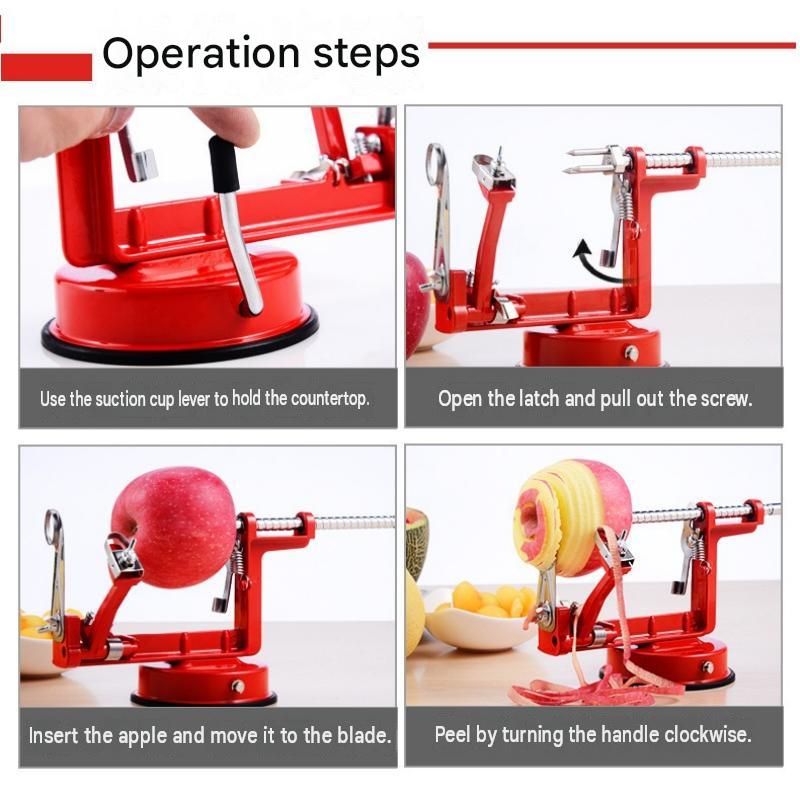 Pink 3-in-1 Apple Peeler Slicer and Corer - Manual Hand Crank Fruit Peeling view 9