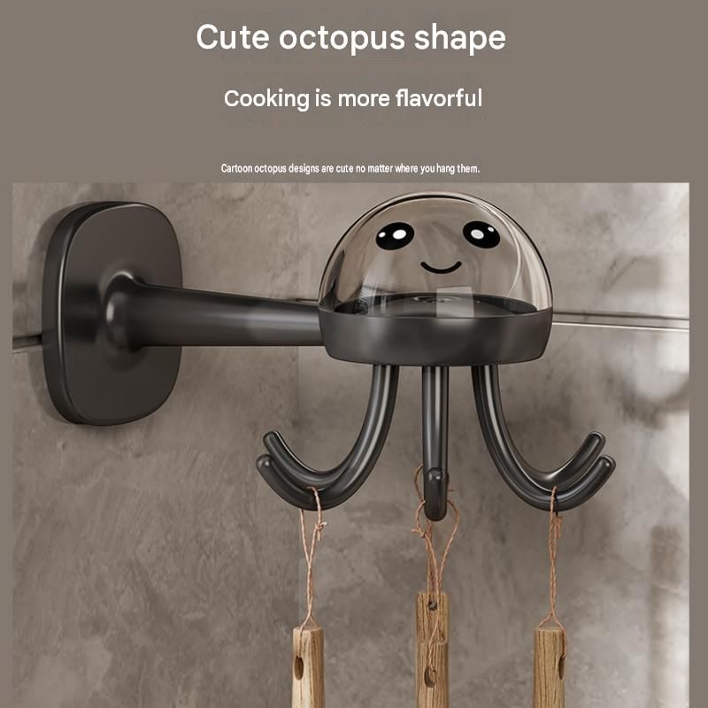 2-pack Beige Octopus Wall Hook Organizer - 360 Degree Rotating Adhesive view 6
