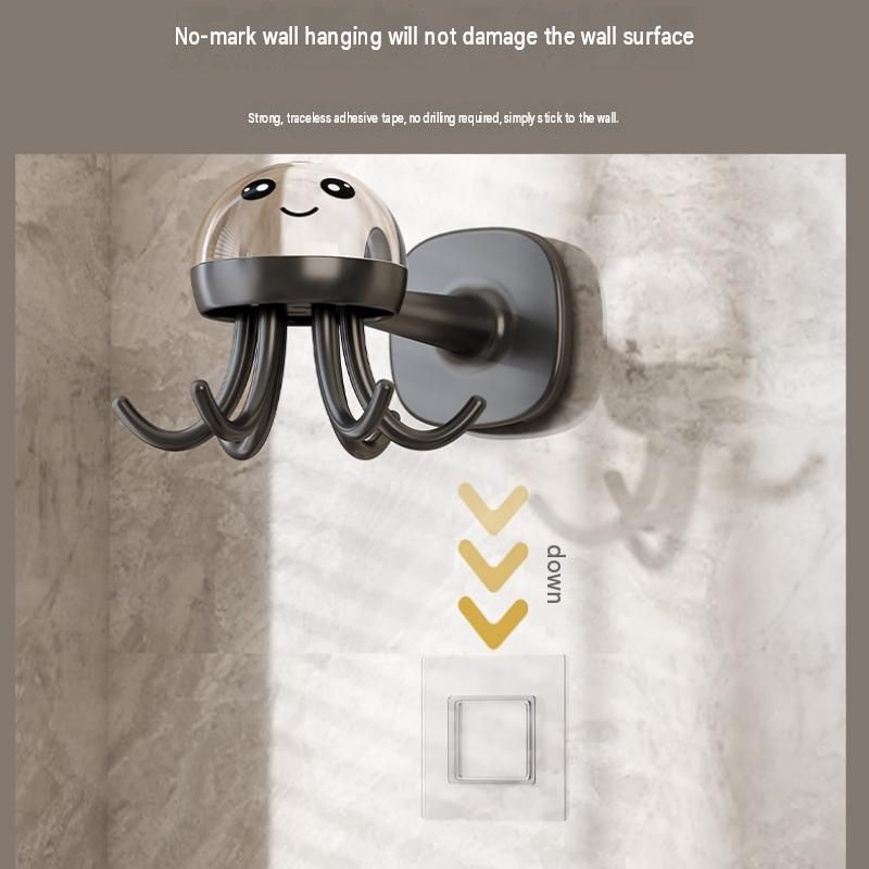 2-pack Beige Octopus Wall Hook Organizer - 360 Degree Rotating Adhesive view 7