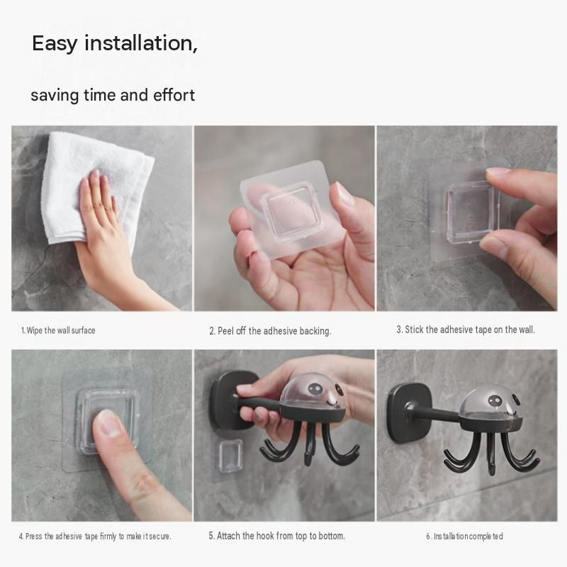 2-pack Beige Octopus Wall Hook Organizer - 360 Degree Rotating Adhesive view 12