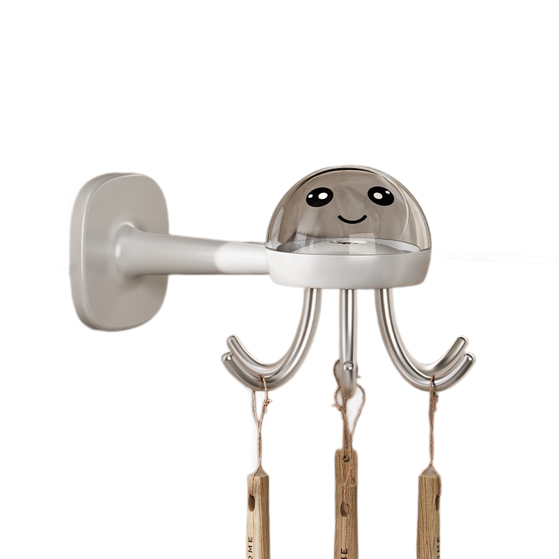 2-pack White Octopus Wall Hook Organizer - 360 Degree Rotating Adhesive
