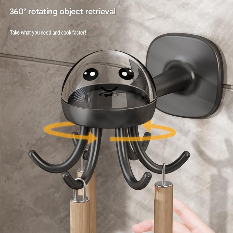 2-pack White Octopus Wall Hook Organizer - 360 Degree Rotating Adhesive view 5
