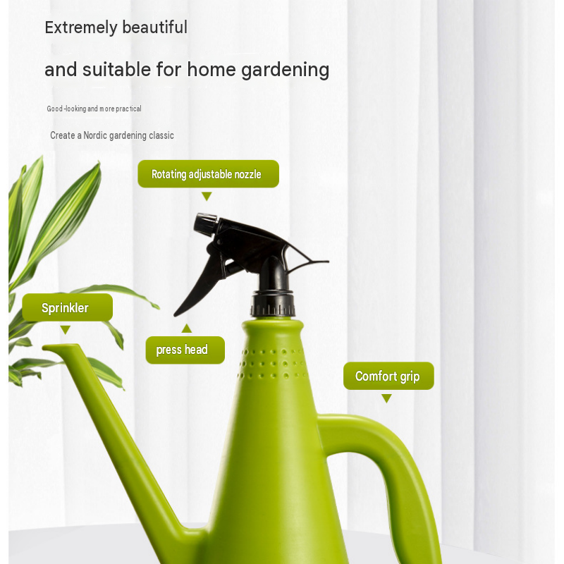 Green 2-in-1 Watering Can with Spray Nozzle - 1L Lightweight PP Garden Sprayer view 4