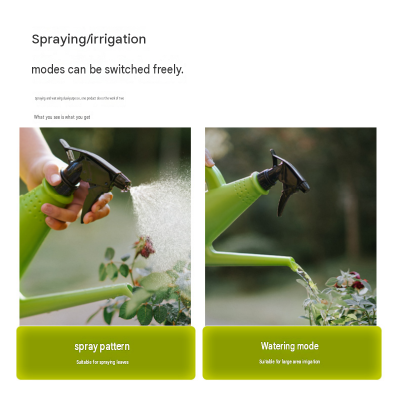 Green 2-in-1 Watering Can with Spray Nozzle - 1L Lightweight PP Garden Sprayer view 5