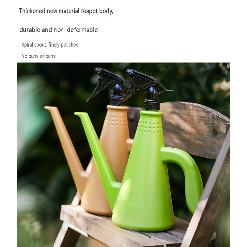Brown 2-in-1 Watering Can with Spray Nozzle - 1L Lightweight PP Garden Sprayer view 7