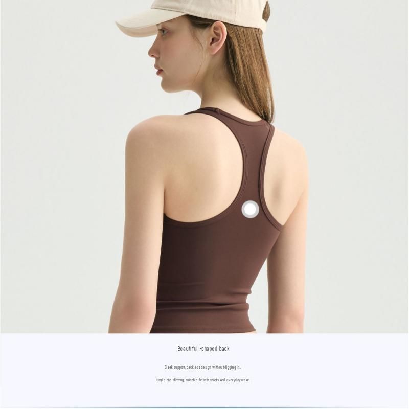 White Size S Women's Seamless Racerback Yoga Tank Top with Built-in Pads view 5