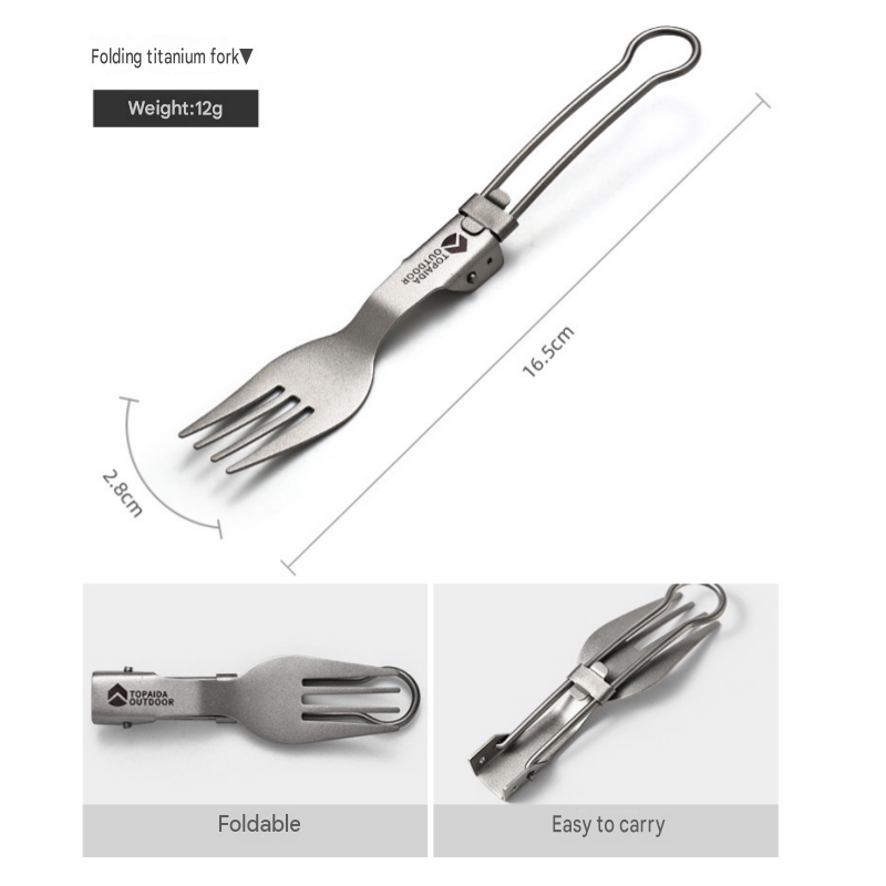 2-piece Portable Folding Titanium Cutlery Set（Folding fork and spoon） view 11