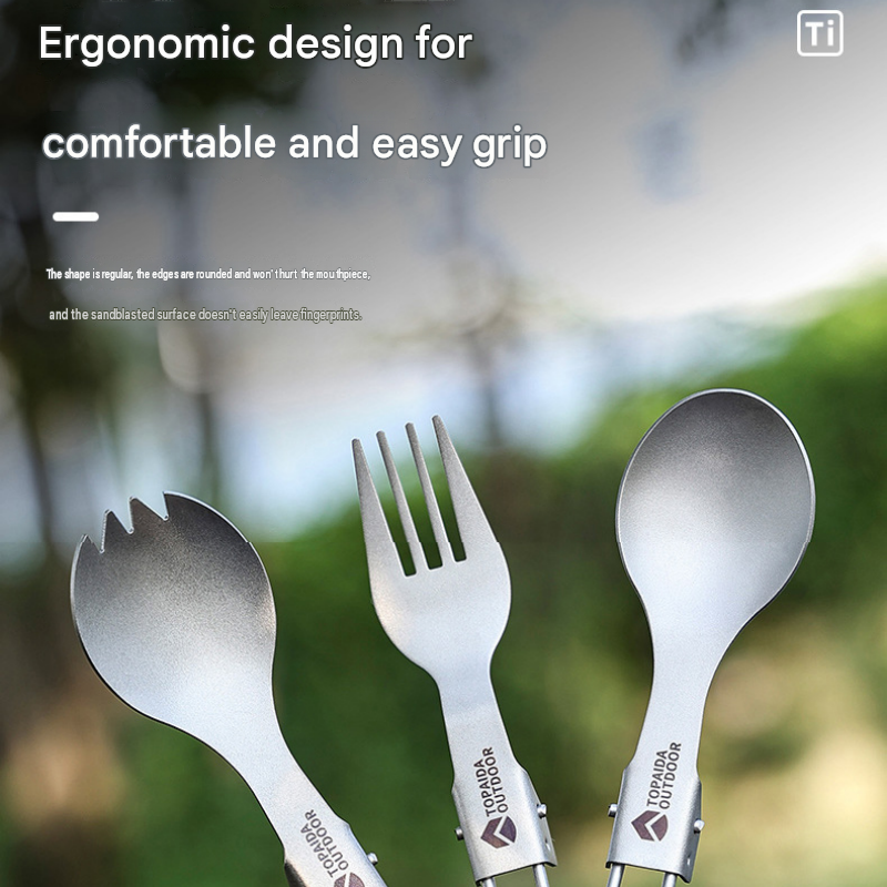 Portable Folding Titanium Collapsible salad spoon - Lightweight Cutlery view 5