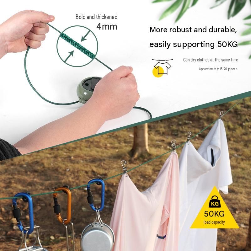 Black Portable Retractable Clothesline with Hand Crank set（10 fasteners + 20 view 4