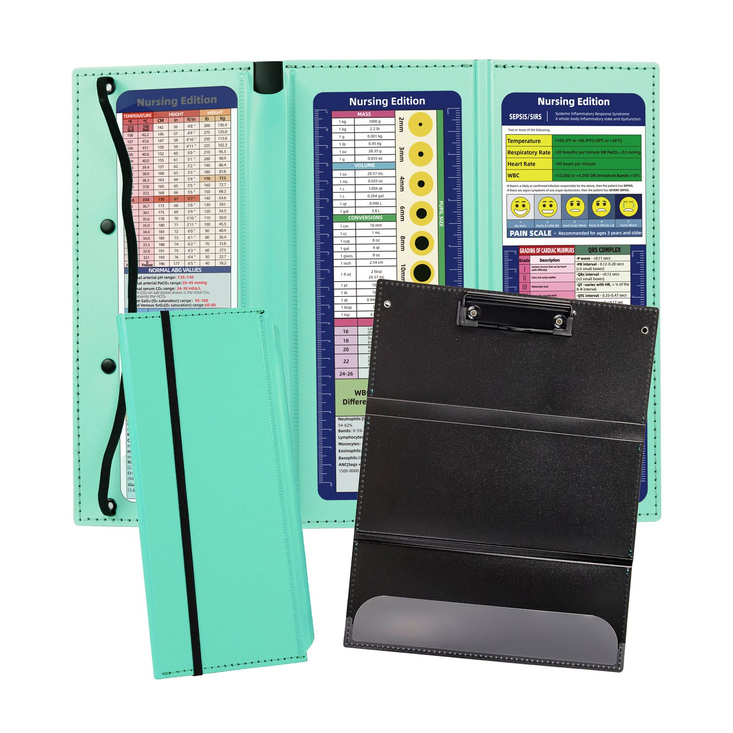 Light blue Tri-Fold Writing Pad with Clipboard （Comes with stickers