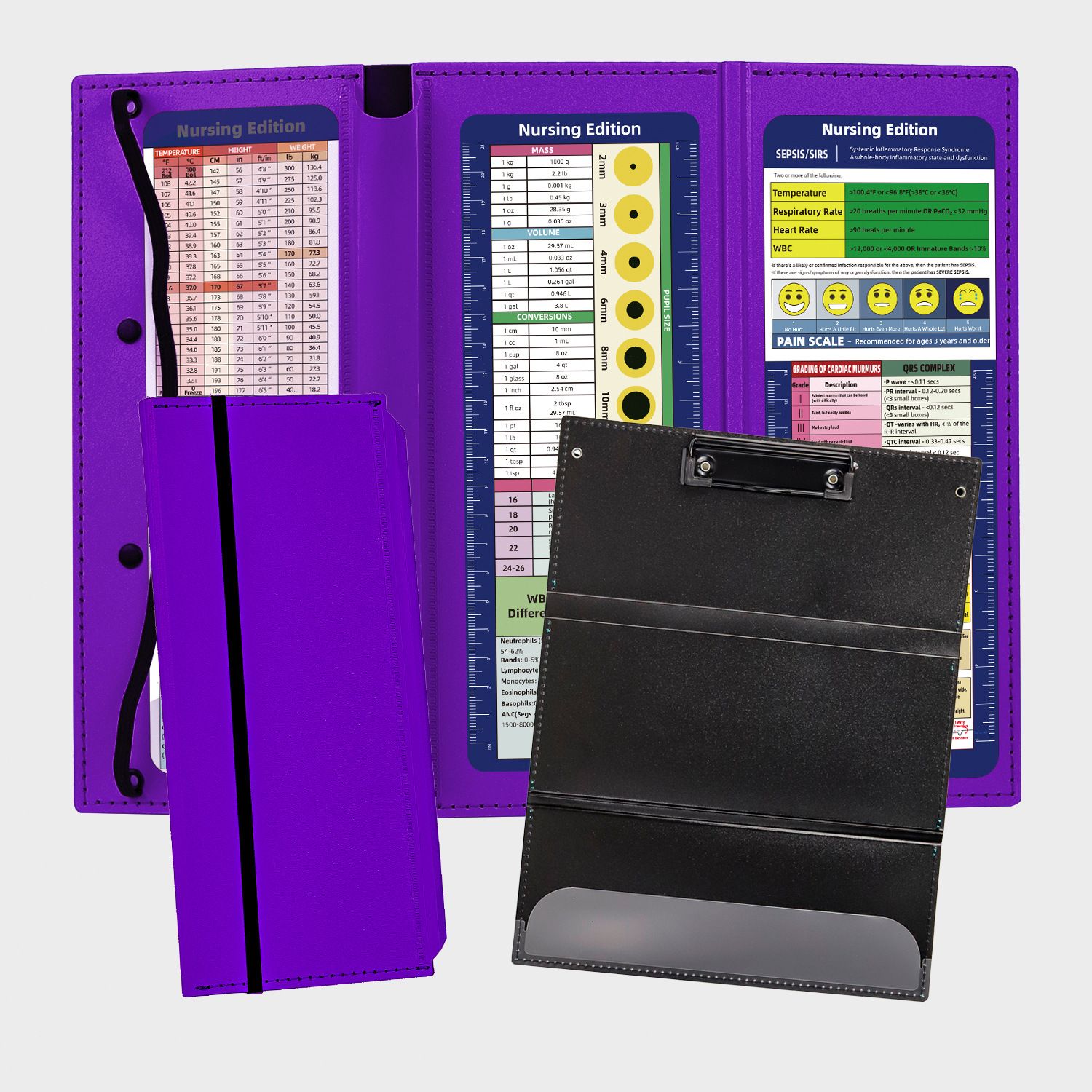 Purple Tri-Fold Writing Pad with Clipboard （Comes with stickers