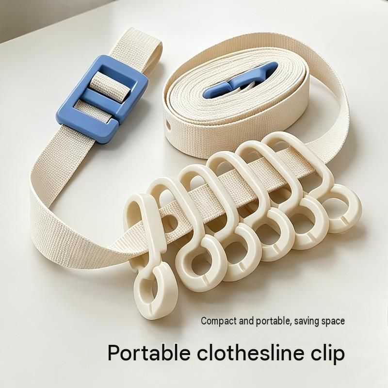 Pink Portable Nylon Clothesline with 26 Adjustable Hooks - 3.5M Compact Travel view 2