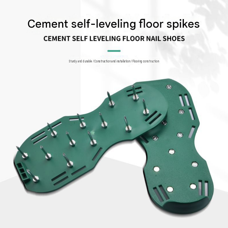 Green Plastic Lawn Aerator Shoes with Steel Spikes - Adjustable Straps for view 2