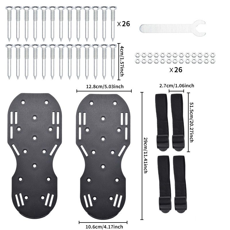 Black Plastic Lawn Aerator Shoes with Steel Spikes - Adjustable Straps for view 6