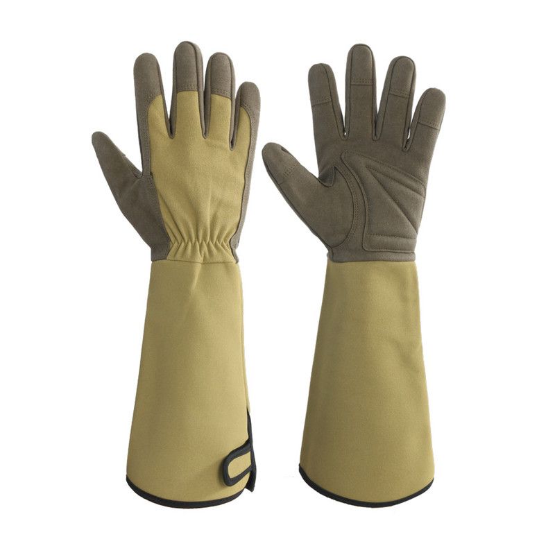 Dark green Long Cuff Anti-Thorn Gardening Gloves - Wear-Resistant Polyester — image 1