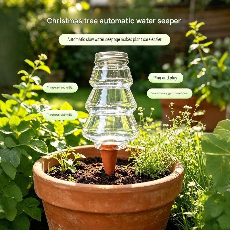 Christmas Tree Shaped Self Watering Spike - 500ml Automatic Plant Waterer with view 2