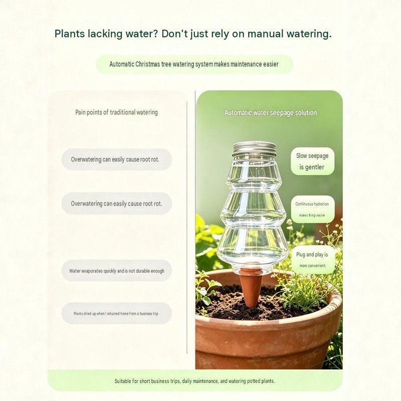 Christmas Tree Shaped Self Watering Spike - 500ml Automatic Plant Waterer with view 3