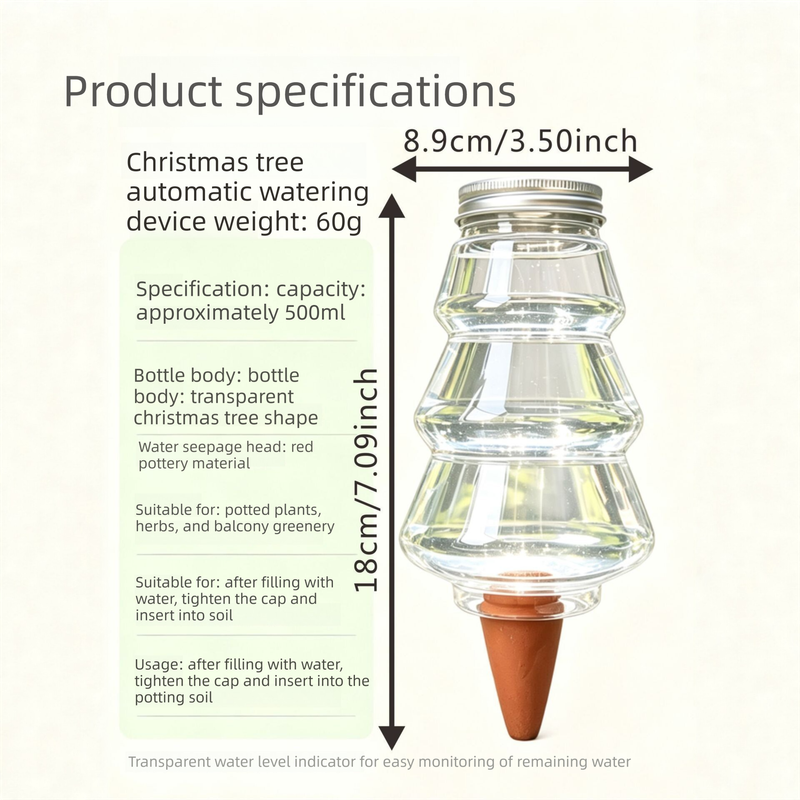 Christmas Tree Shaped Self Watering Spike - 500ml Automatic Plant Waterer with view 5