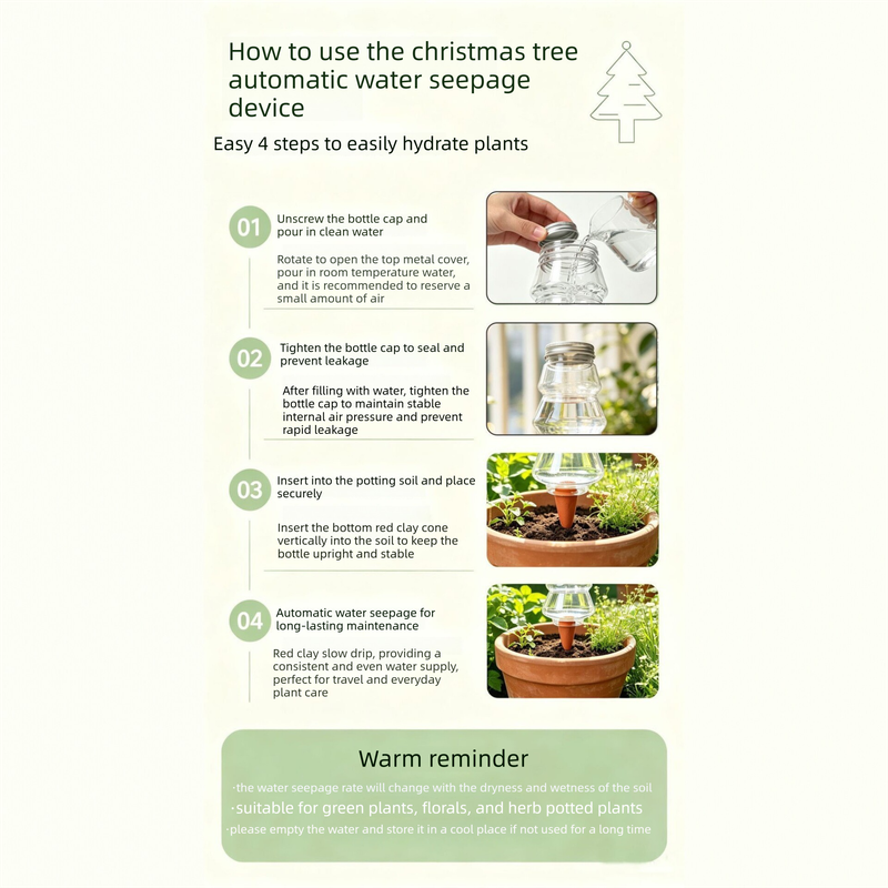 3-pack Christmas Tree Shaped Self Watering Spike - 500ml Automatic Plant view 4