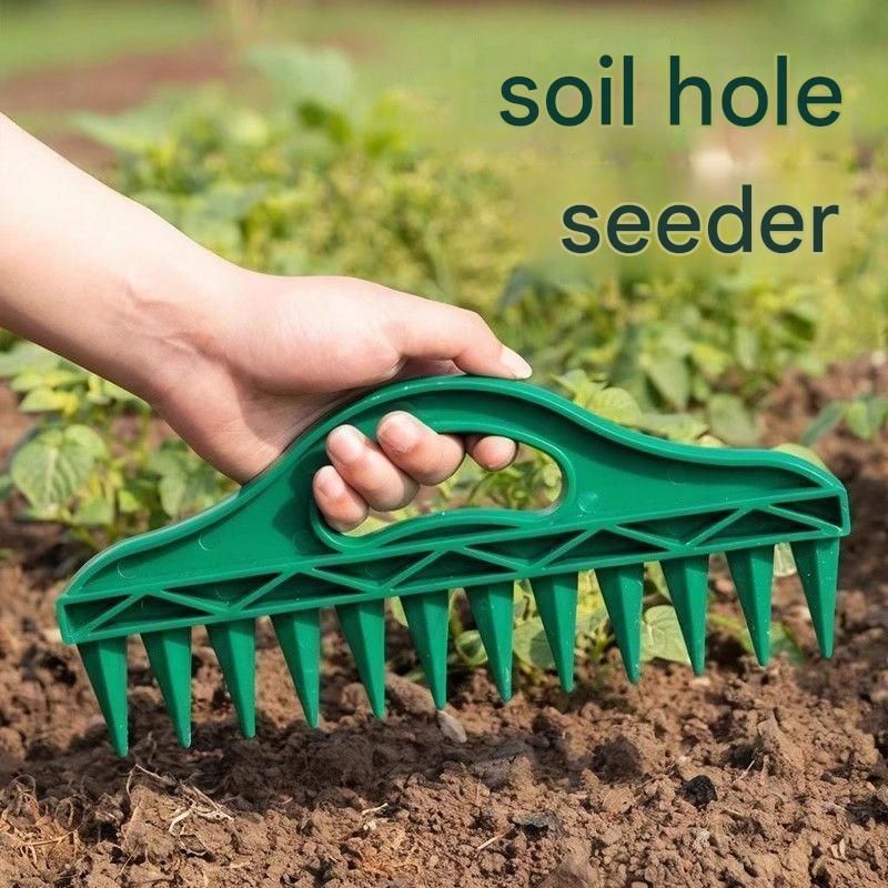 3-pack 12-Hole Garden Seed Dibber Tool - 30cm PP Soil Aerator and Seeder Press view 2