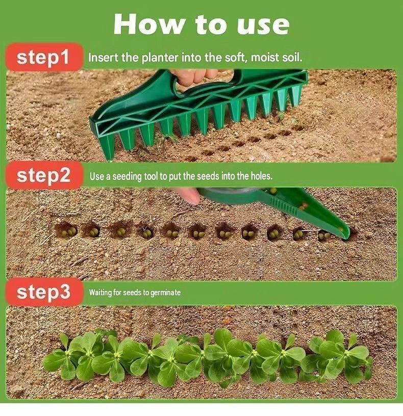 Garden Sowing Kit - 1-pack 12-Hole Soil Dibber and 3-pack Adjustable Manual view 5