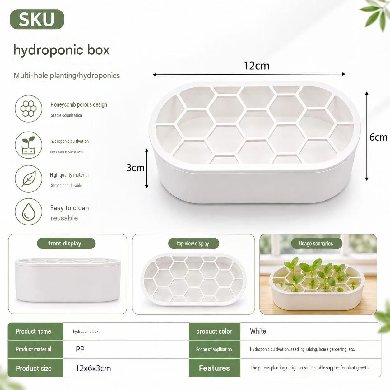 4-pack White Hexagonal Hydroponic Regrowth Kit - 12*6*3cm PP Self-Watering view 2