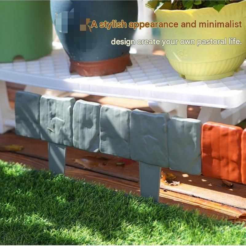 10-pack Red Interlocking Faux Stone Garden Edging Fence - Flexible PVC Flower view 8