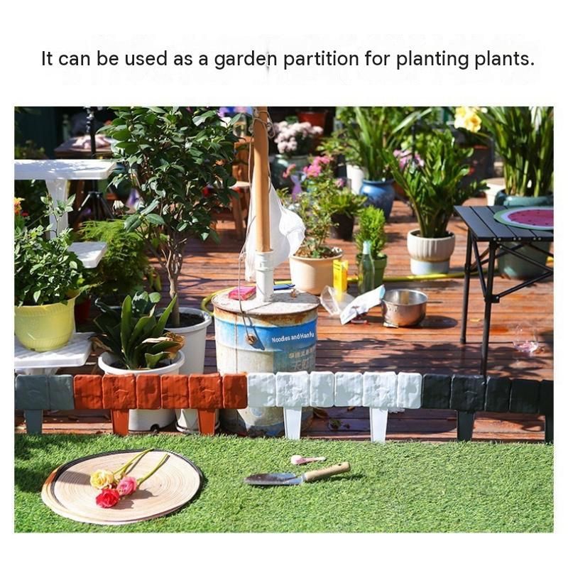 10-pack White Interlocking Faux Stone Garden Edging Fence - Flexible PVC view 4