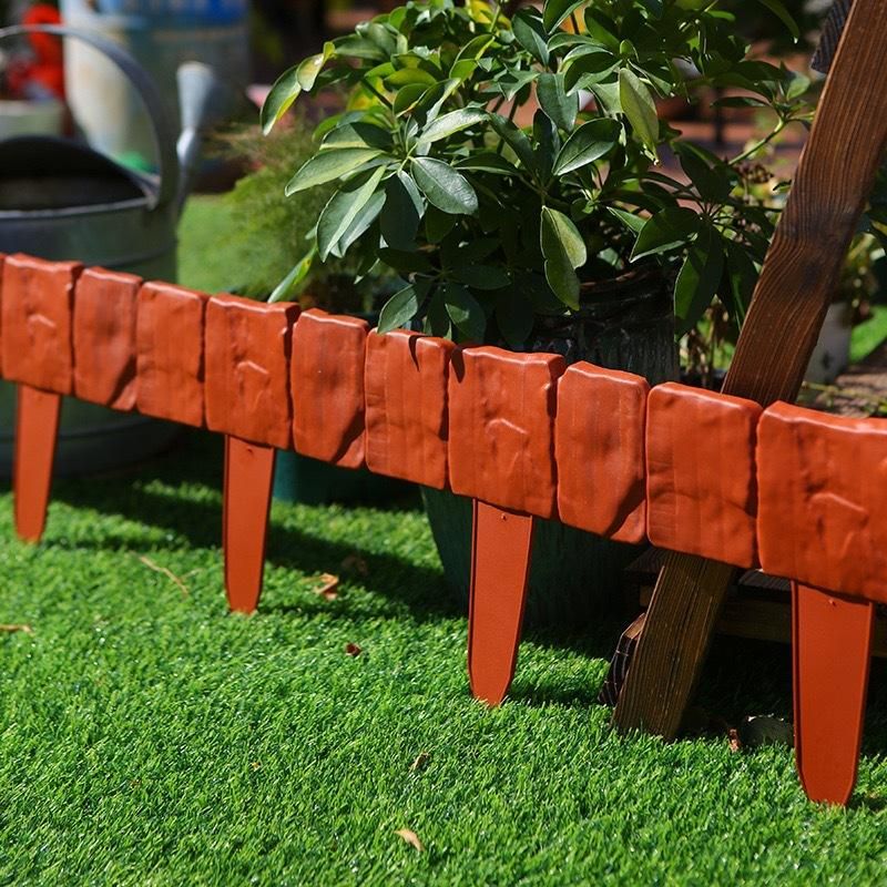 20-pack Red Interlocking Faux Stone Garden Edging Fence - Flexible PVC Flower view 10