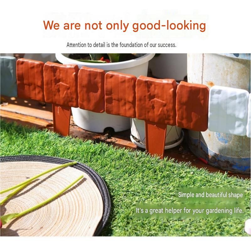20-pack Black Interlocking Faux Stone Garden Edging Fence - Flexible PVC view 3