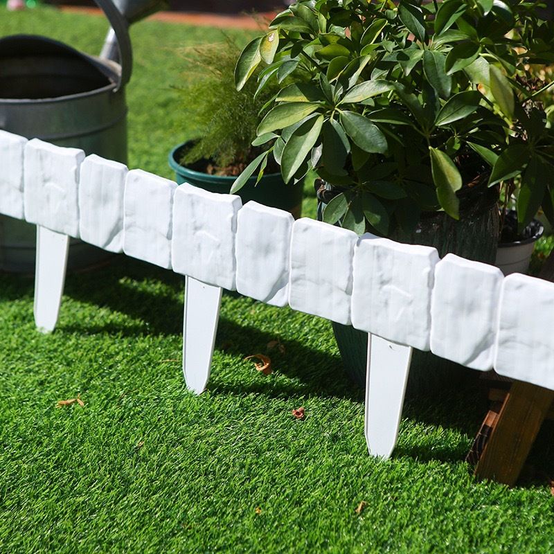 20-pack White Interlocking Faux Stone Garden Edging Fence - Flexible PVC view 10