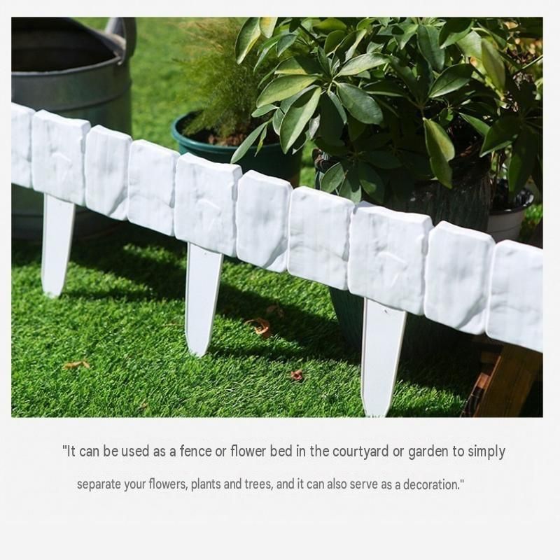 30-pack Grey Interlocking Faux Stone Garden Edging Fence - Flexible PVC Flower view 7