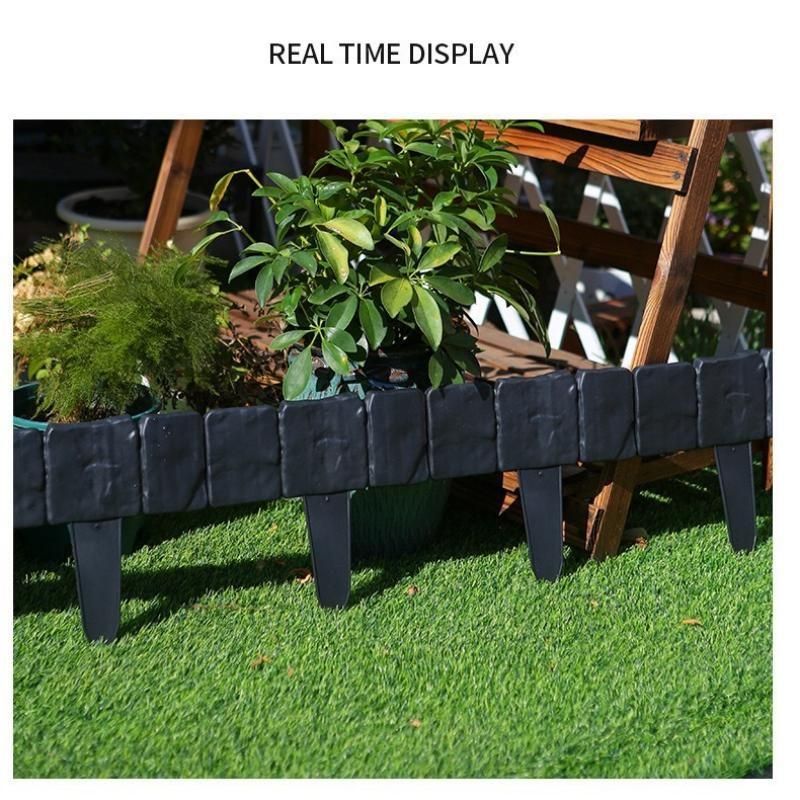 30-pack Grey Interlocking Faux Stone Garden Edging Fence - Flexible PVC Flower view 9