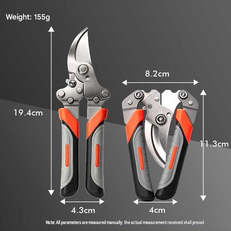 Orange Folding Pruning Shears - Stainless Steel Portable Garden Scissors with view 2