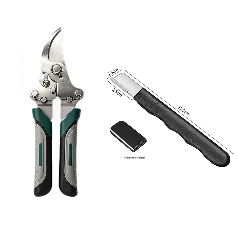 Garden Pruning and Sharpening Tool Set - Green Stainless Steel Folding Shears — image 1