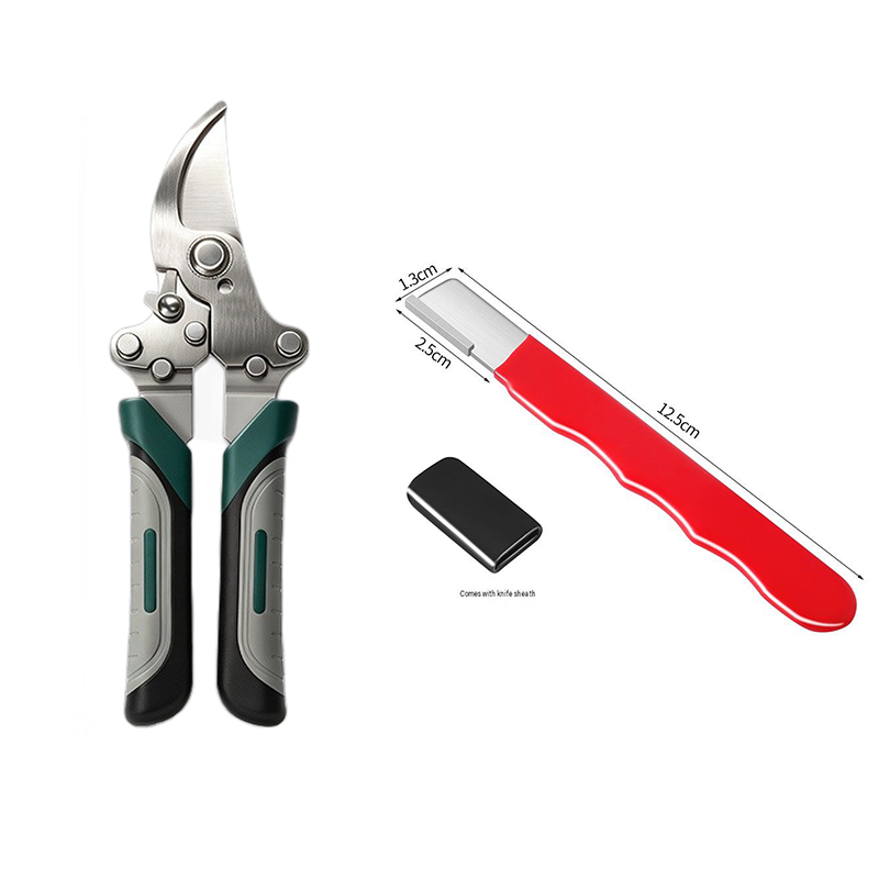 Garden Pruning and Sharpening Tool Set - Green Stainless Steel Folding Shears — image 1