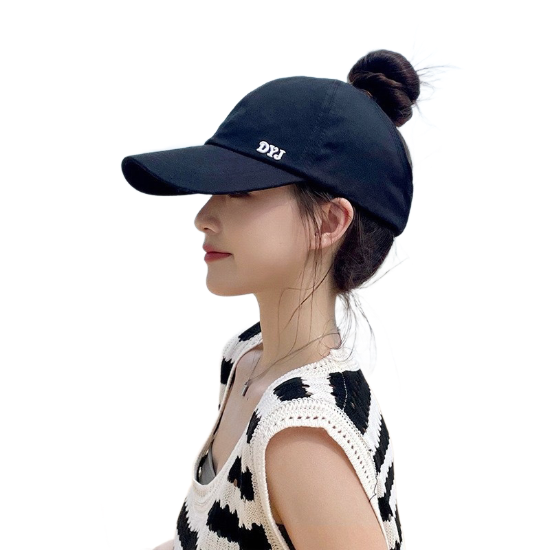 Women's Ponytail Baseball Cap - Adjustable Open Top Visor with Wide Brim