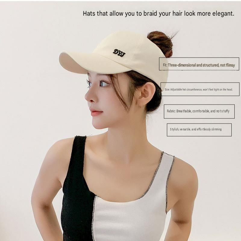 Women's Ponytail Baseball Cap - Adjustable Open Top Visor with Wide Brim view 6