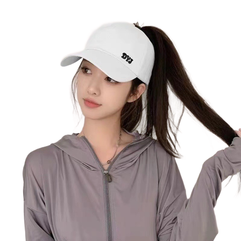 Women's Ponytail Baseball Cap - Adjustable Open Top Visor with Wide Brim