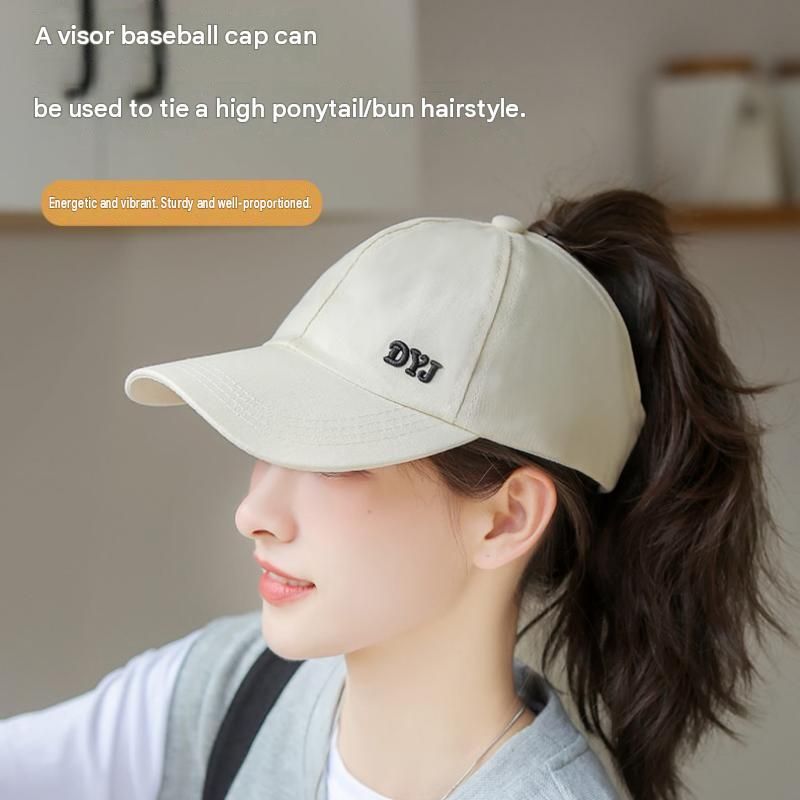 Women's Ponytail Baseball Cap - Adjustable Open Top Visor with Wide Brim view 2