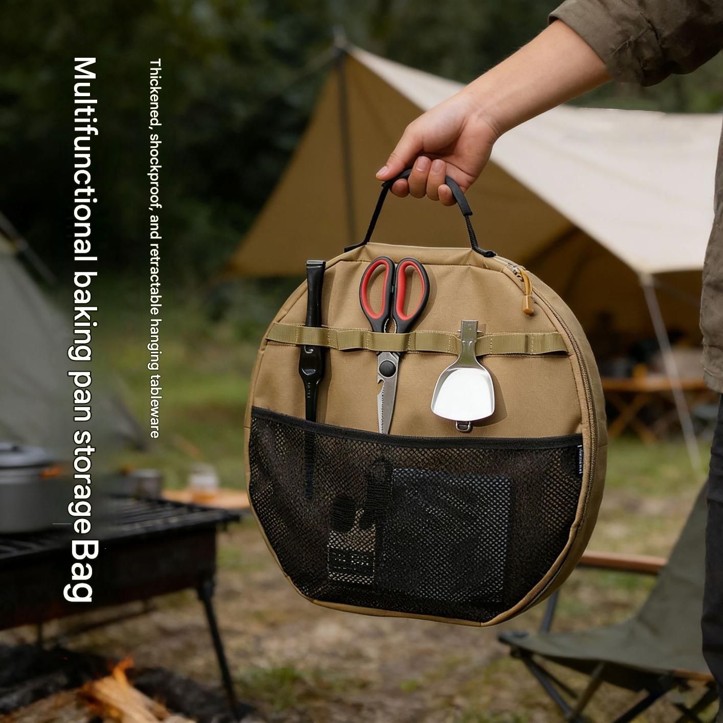 Black Round Camping Grill Storage Bag - Fits 42cm Griddle view 2