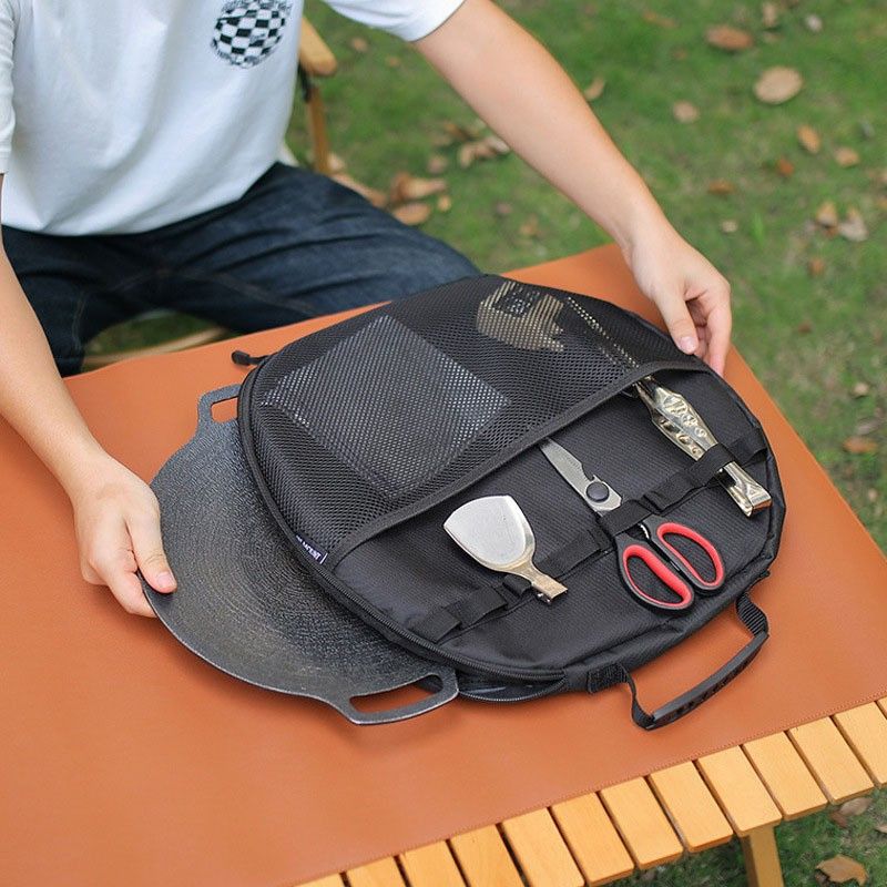 Khaki Round Camping Grill Storage Bag - Fits 42cm Griddle view 9
