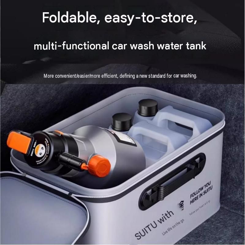 Grey Foldable Car Wash Storage Box - Large Capacity Waterproof EVA Organizer view 2
